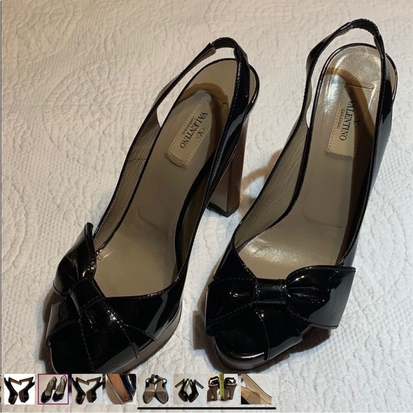 Valentino Garavani Patent Slingback Bow Platform w/Block heel. Size 38.5/ 8 - Picture 4 of 10